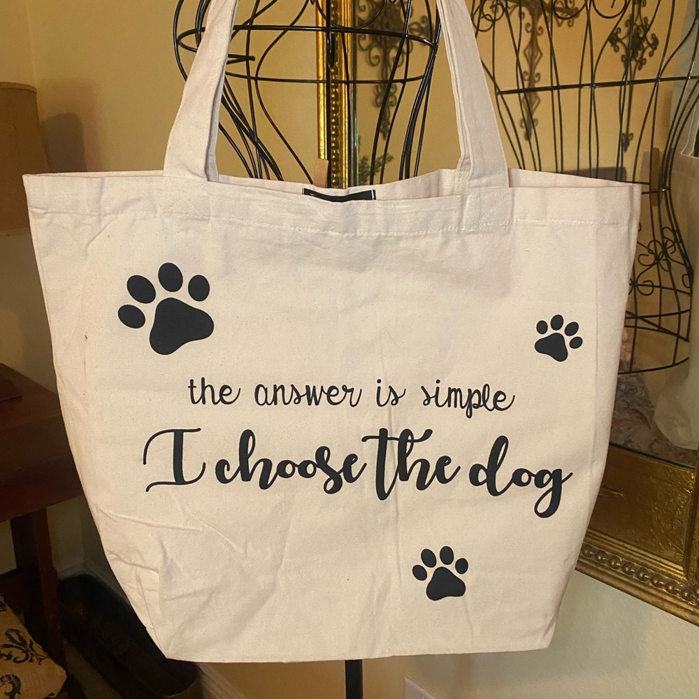Dog Lover's Tote Bag - Cream with Black Paw Prints
